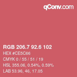 カラーコード: RGB 206.7 92.6 102 | qconv.com