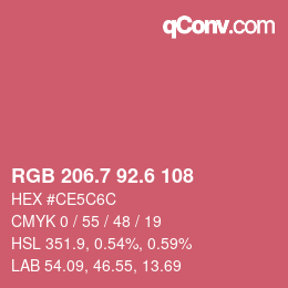 カラーコード: RGB 206.7 92.6 108 | qconv.com