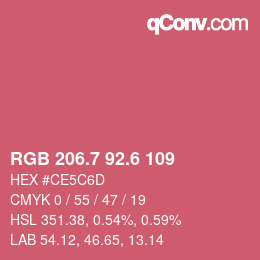 カラーコード: RGB 206.7 92.6 109 | qconv.com