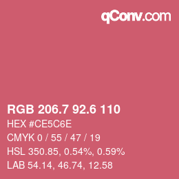 カラーコード: RGB 206.7 92.6 110 | qconv.com