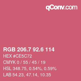 カラーコード: RGB 206.7 92.6 114 | qconv.com