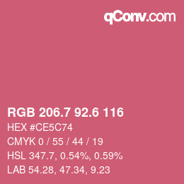 カラーコード: RGB 206.7 92.6 116 | qconv.com