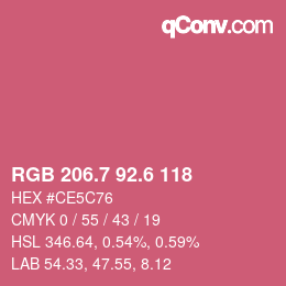 カラーコード: RGB 206.7 92.6 118 | qconv.com