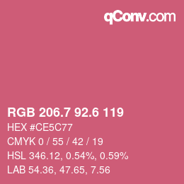 カラーコード: RGB 206.7 92.6 119 | qconv.com