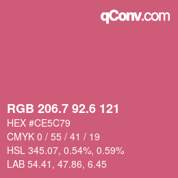カラーコード: RGB 206.7 92.6 121 | qconv.com