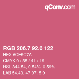 カラーコード: RGB 206.7 92.6 122 | qconv.com