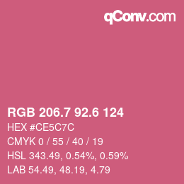 カラーコード: RGB 206.7 92.6 124 | qconv.com