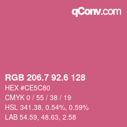 カラーコード: RGB 206.7 92.6 128 | qconv.com