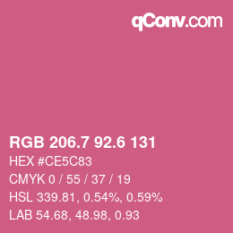 カラーコード: RGB 206.7 92.6 131 | qconv.com