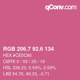 カラーコード: RGB 206.7 92.6 134 | qconv.com