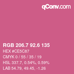 カラーコード: RGB 206.7 92.6 135 | qconv.com