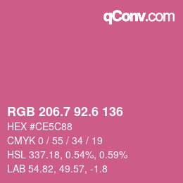カラーコード: RGB 206.7 92.6 136 | qconv.com