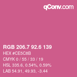 カラーコード: RGB 206.7 92.6 139 | qconv.com