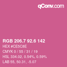 カラーコード: RGB 206.7 92.6 142 | qconv.com