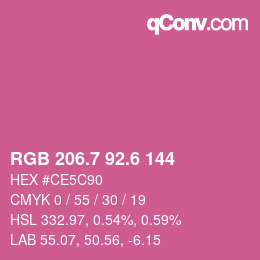 カラーコード: RGB 206.7 92.6 144 | qconv.com