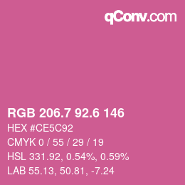 カラーコード: RGB 206.7 92.6 146 | qconv.com