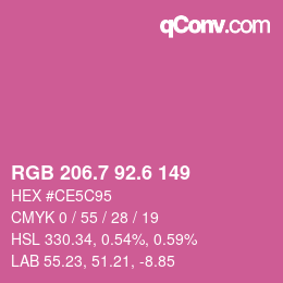 カラーコード: RGB 206.7 92.6 149 | qconv.com