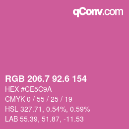 カラーコード: RGB 206.7 92.6 154 | qconv.com