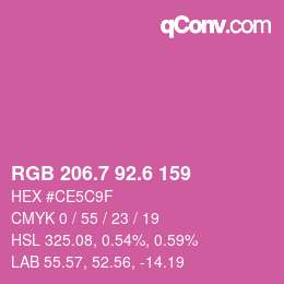 カラーコード: RGB 206.7 92.6 159 | qconv.com