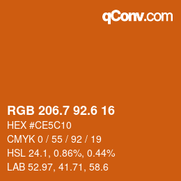 カラーコード: RGB 206.7 92.6 16 | qconv.com
