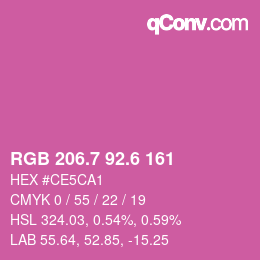 カラーコード: RGB 206.7 92.6 161 | qconv.com