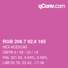 カラーコード: RGB 206.7 92.6 165 | qconv.com