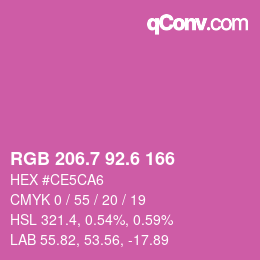 カラーコード: RGB 206.7 92.6 166 | qconv.com
