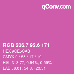 カラーコード: RGB 206.7 92.6 171 | qconv.com
