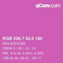 カラーコード: RGB 206.7 92.6 180 | qconv.com