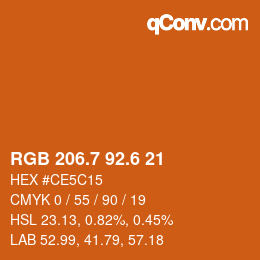 カラーコード: RGB 206.7 92.6 21 | qconv.com