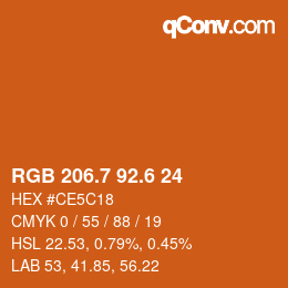 カラーコード: RGB 206.7 92.6 24 | qconv.com
