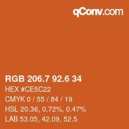カラーコード: RGB 206.7 92.6 34 | qconv.com