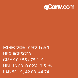 カラーコード: RGB 206.7 92.6 51 | qconv.com