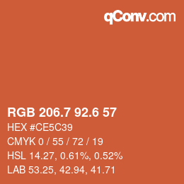 カラーコード: RGB 206.7 92.6 57 | qconv.com