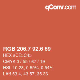 カラーコード: RGB 206.7 92.6 69 | qconv.com