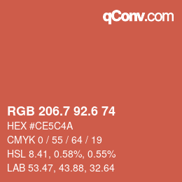 カラーコード: RGB 206.7 92.6 74 | qconv.com