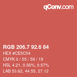 カラーコード: RGB 206.7 92.6 84 | qconv.com