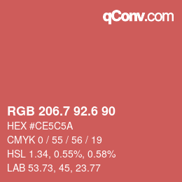 カラーコード: RGB 206.7 92.6 90 | qconv.com