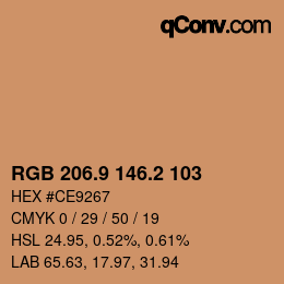 Color code: RGB 206.9 146.2 103 | qconv.com