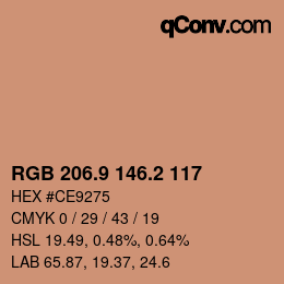 Color code: RGB 206.9 146.2 117 | qconv.com