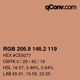 カラーコード: RGB 206.9 146.2 119 | qconv.com