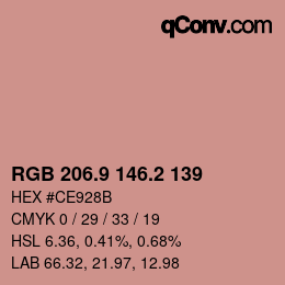 Color code: RGB 206.9 146.2 139 | qconv.com