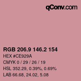 Color code: RGB 206.9 146.2 154 | qconv.com