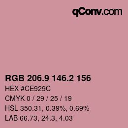 カラーコード: RGB 206.9 146.2 156 | qconv.com