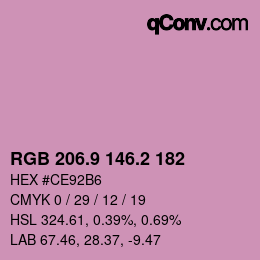 Color code: RGB 206.9 146.2 182 | qconv.com