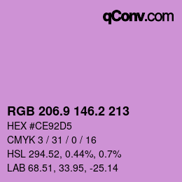 カラーコード: RGB 206.9 146.2 213 | qconv.com