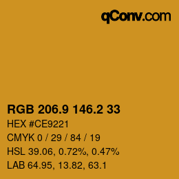 Color code: RGB 206.9 146.2 33 | qconv.com