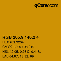 カラーコード: RGB 206.9 146.2 4 | qconv.com