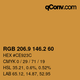 カラーコード: RGB 206.9 146.2 60 | qconv.com