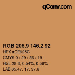 カラーコード: RGB 206.9 146.2 92 | qconv.com